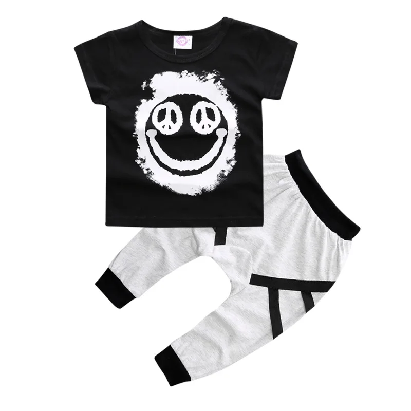 New Fashion Brand Summer Baby Girls Boy Clothing Sets Short-sleeved Cotton T-shirt Top+Pants Baby Boys Girl Clothes Infant Suits