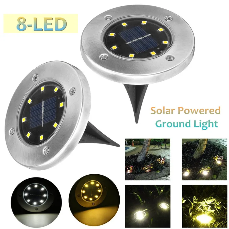 

Solar Powered Ground Light Waterproof Garden Pathway Deck Lights With 8LEDs Solar Lamp For Home Yard Driveway Lawn Road