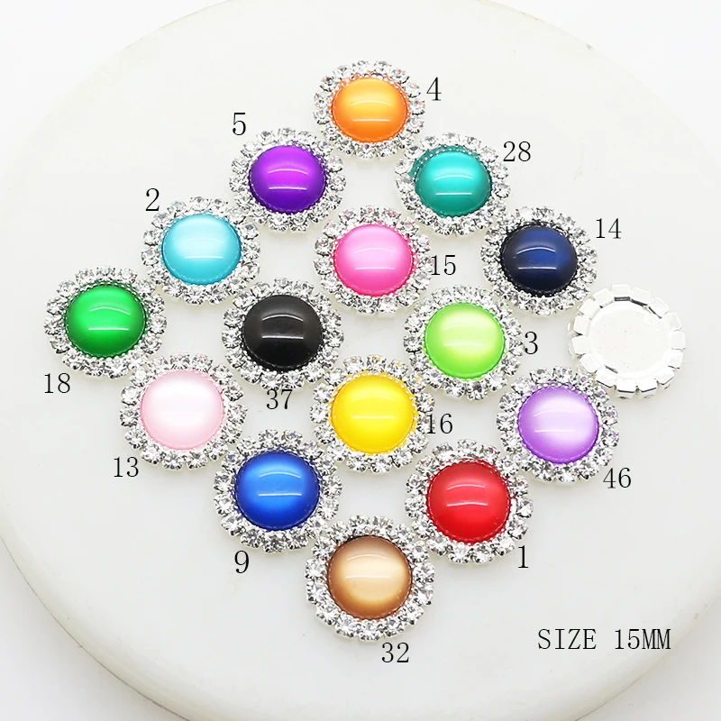 YWXINXI New 10Pcs/Lot 15mm Resin Cat Eye Jewelry Accessories Metal Handwork Diy Decoration Wholesale Supply 16Color