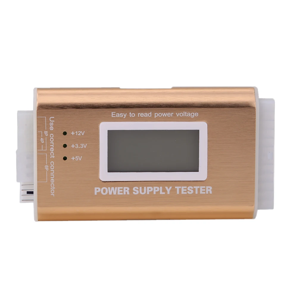 Digital LCD Power Supply Tester Support PC 20/24 Pin 4 PSU ATX BTX ITX SATA HDD Interface Gold