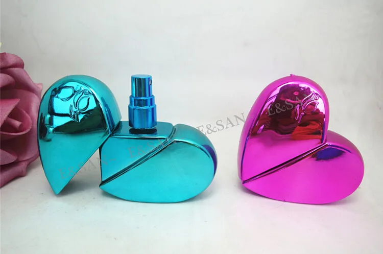 200PCS Novelty Heart Shape Refillable Perfume Bottle, 25ML Glass Travel Spray Bottle, empty Perfume Atomizer  bottles 25ML