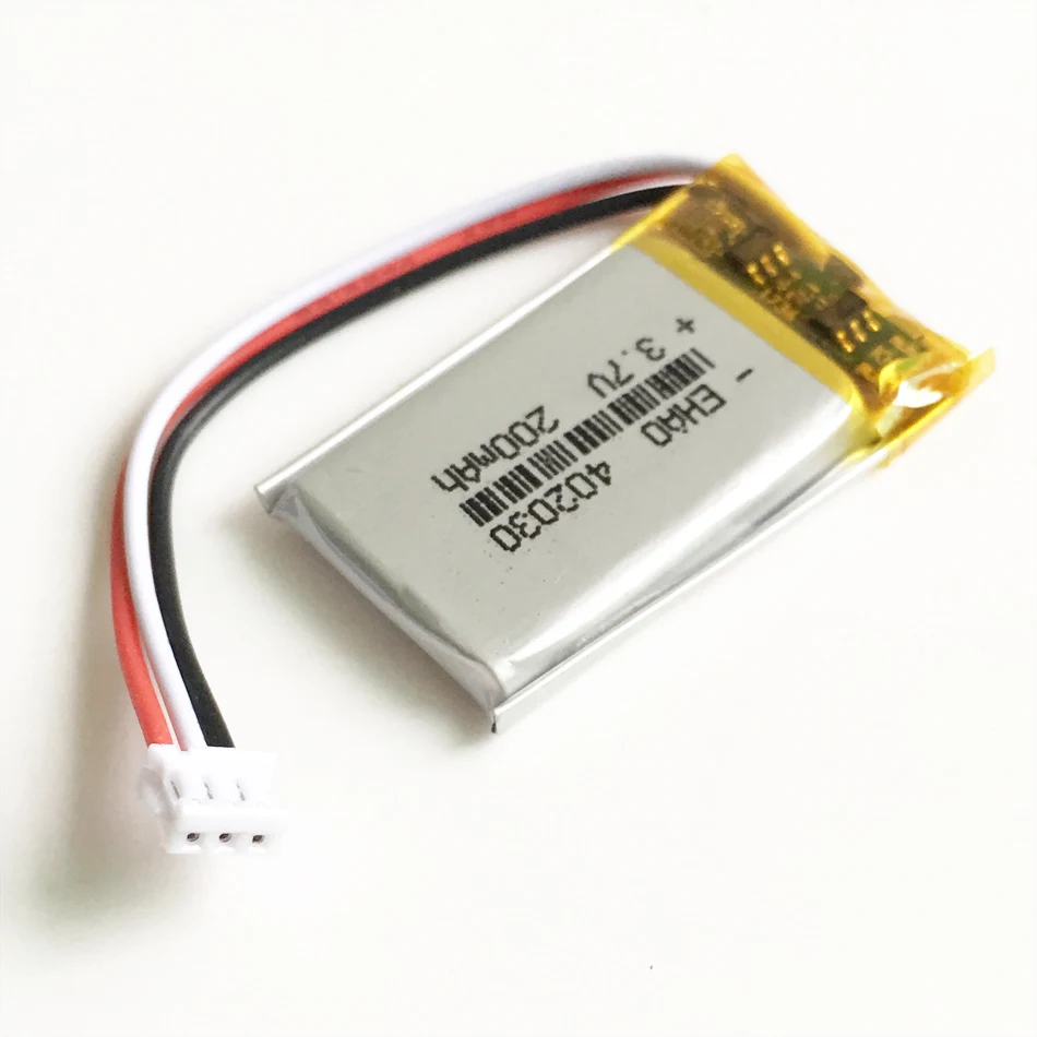 Akumulator polimerowy 3.7V 200mAh Lipo z wtyczką JST 1.5mm 3pin do MP3 GPS słuchawki Bluetooth Smart Watch 402030