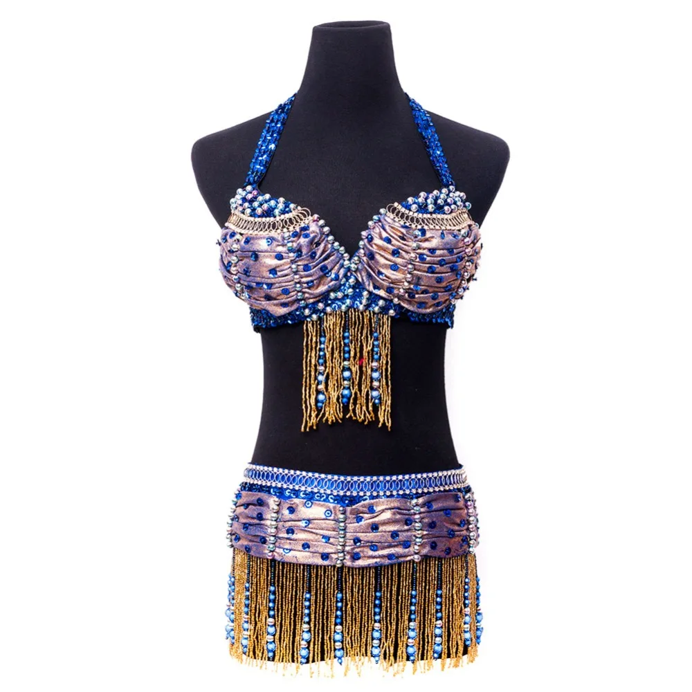 Beaded Fringe Carnival Bra Belt Woman Belly Dance Costumes Sexy Belly Dance Wear Belly Dance Bra And Belt Set Belly Dance Outfit