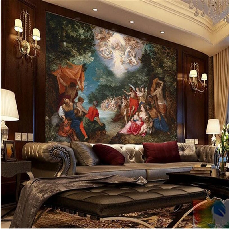 custom papel de parede 3D mural wallpaper angels around wall setting Christ European figure oil painting wallpaper for wall art