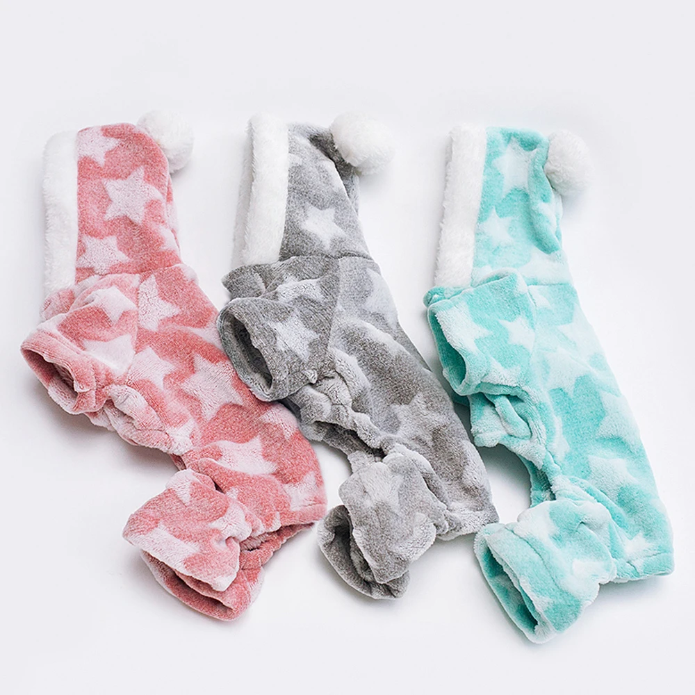 Soft Cat Dog Clothes Fleece Puppy Chihuahua Clothing Winter Coat Jumpsuit Dog Costume Hooded Pajamas For Small Medium Dogs Cats