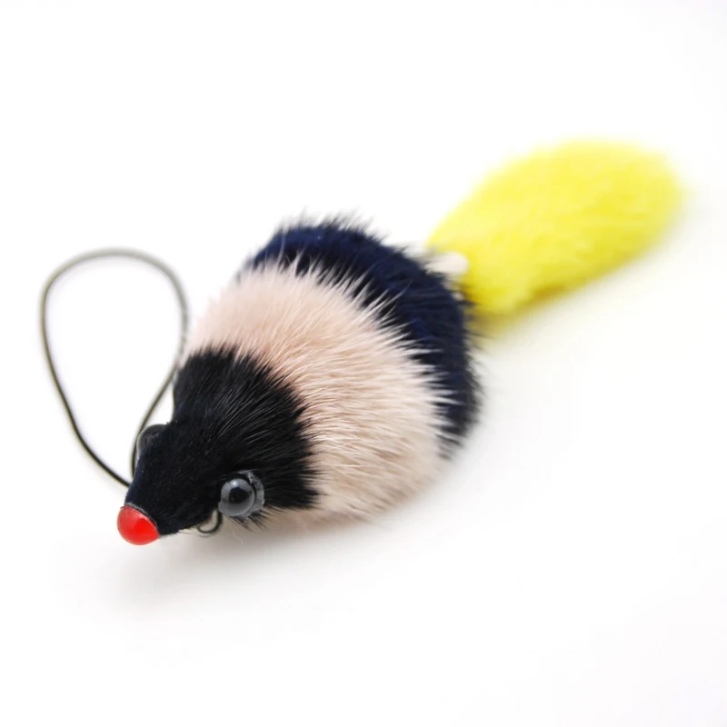New Cute Fluffy Squirrel Key Chain Women Genuine Mink Fur Pompom Toy Key Ring Mouse Pendant Keychain Bag Charms Trinket Gift
