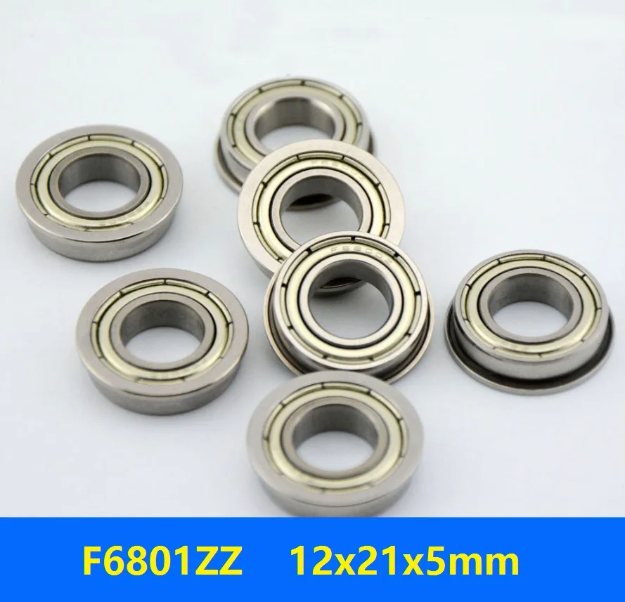 

100pcs/lot F6801ZZ F6801Z F6801 ZZ Z 12x21x5 mm flange deep groove Ball Bearing double shielded flanged F 6801ZZ 12*21*5mm