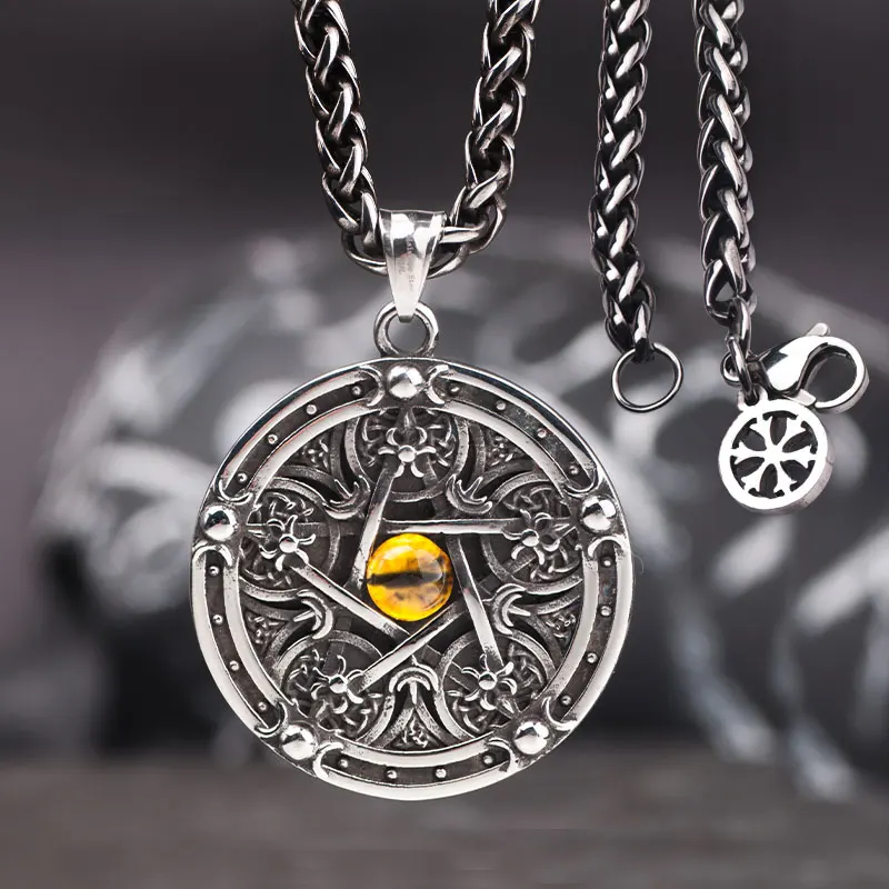 The Devil of eyes  necklace for men  Pentagram big  pendant Punk vintage style