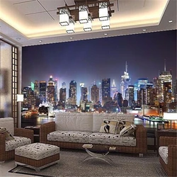 Custom 3D Night View Manhattan Home Furnishing Wallpaper Large Mural NYC Background Scenery for TV Sofa Decor