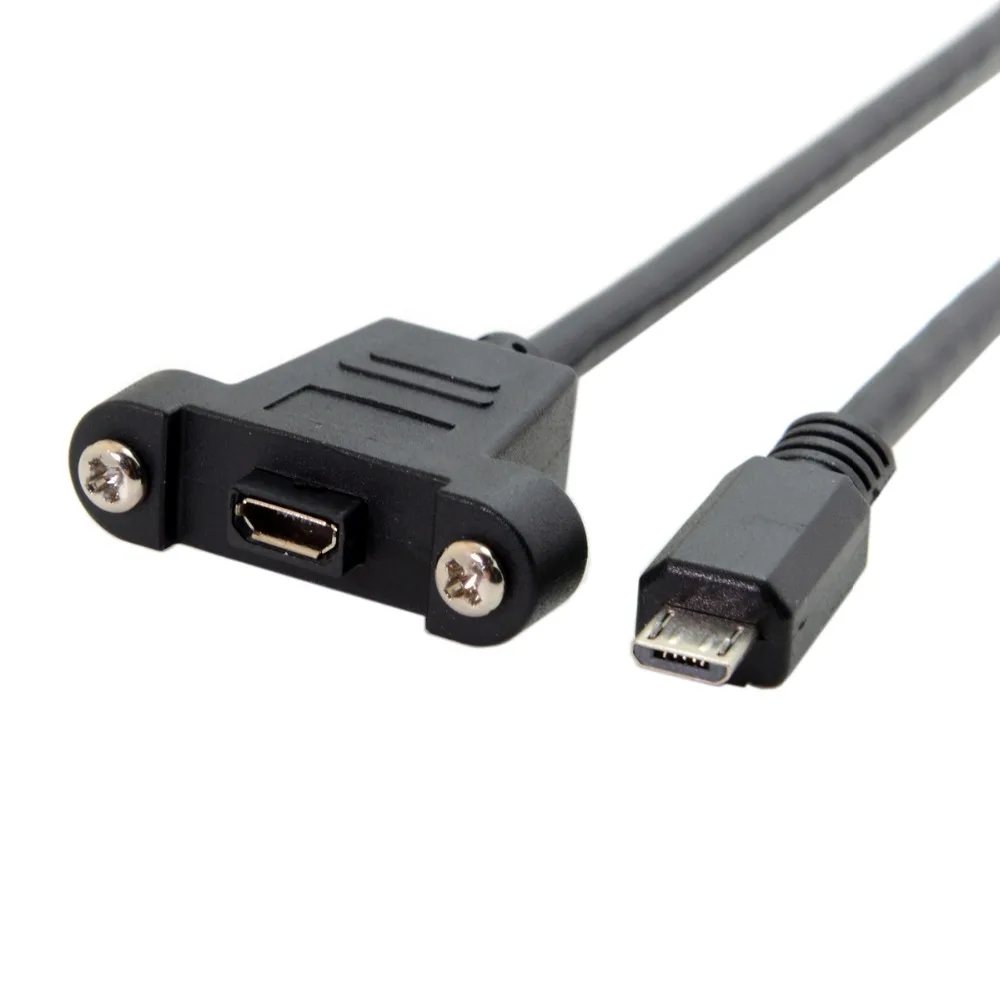 30cm/50cm Micro-USB 5pin to Mini-USB 5pin Male to Female Connector Adapter Cable with Panel Mount Hole USB 2.0 Data Sync Cable