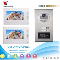 2 Units Apartment Wired Video Door Phone Doorbell Intercom System 7 Inch Monitor RFID Access Unlock Door Intercom