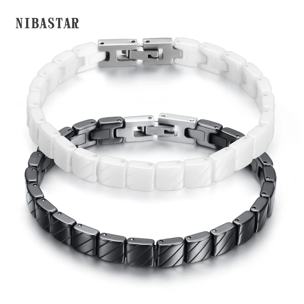 

New Fashion Ceremic Bangle Bracelets 316L Stainless Steel Toggle-Clasps Black And White Colors Men Jewelry Never Fade