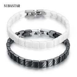 New Fashion Ceremic Bangle Bracelets 316L Stainless Steel Toggle-Clasps Black And White Colors Men Jewelry Never Fade