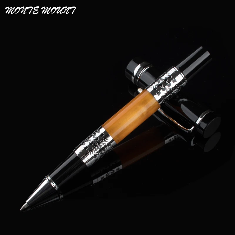 canetas criativa Amber Celluloid school Roller Ball Pen High Quality Metal Ballpoint Pens with stationery Gift Pen