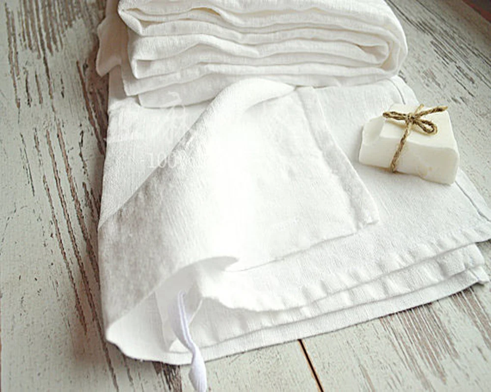 French Washed Linen Table Cloth White Pure Flax Dining Table Cloth 1Pcs