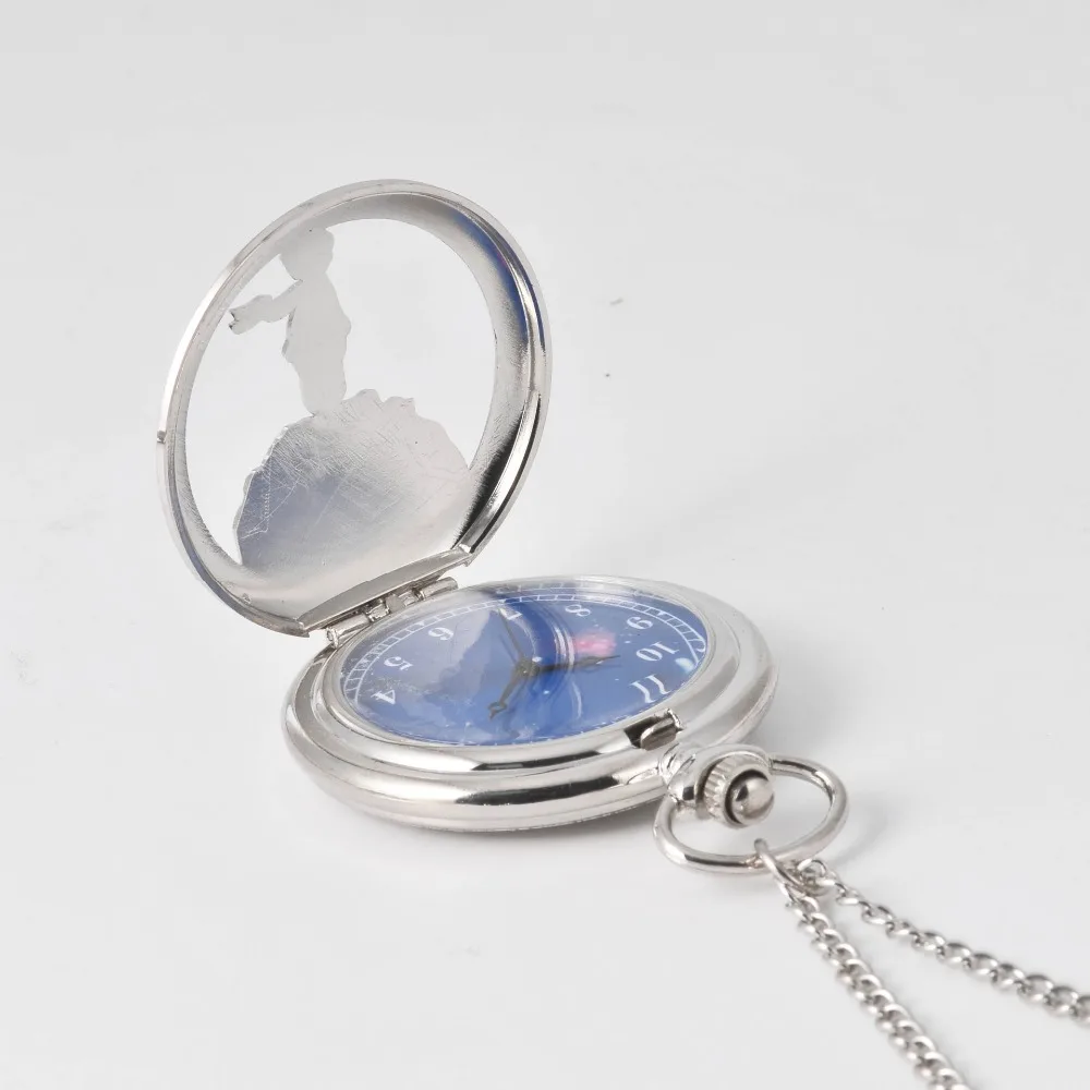 TFOFashion Gift To Kids Little Boy The Little Prince Planet Blue Bronze Vintage Quartz Pocket FOB Watch Popular Gifts