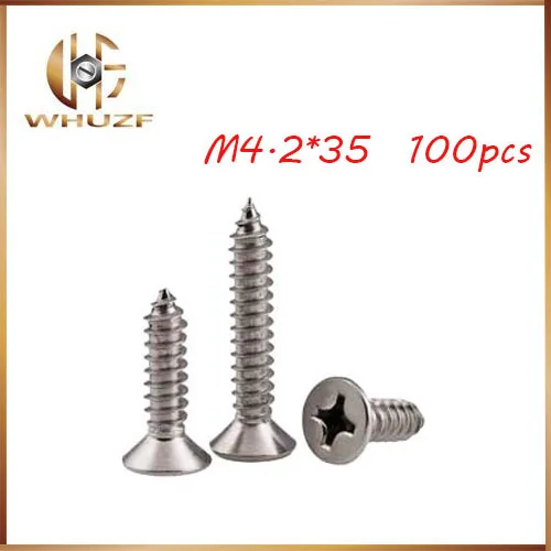 

100pcs GB846 M4.2x35 mm M4.2*35 mm 304 Stainless Steel flat head cross Countersunk head self tapping screw
