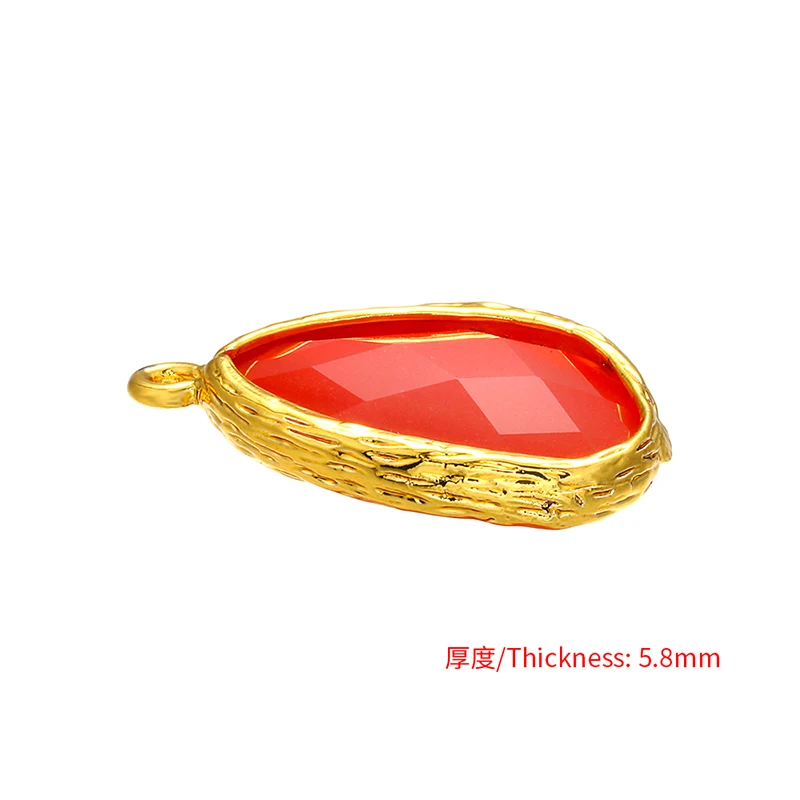 ZHUKOU 13x23mm Exquisite Brass Frame crystal solid color pendant for Women necklace earrings jewelry accessories model:VD443