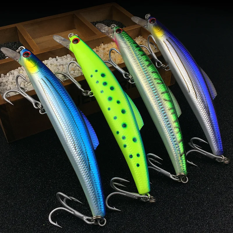 Ocean Boat Fishing Lure 96g Big Game Minnow for Long Range Casting Steel Balls Build in Strengthen Treble Hook