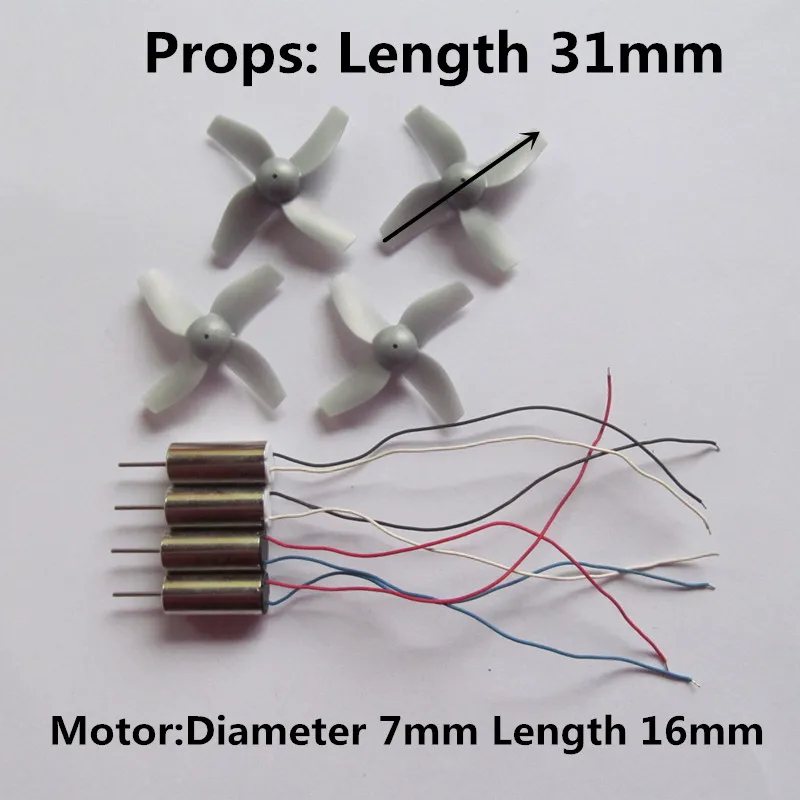 Mini 716 CW CCW 7*16 Diameter 7mm Length 16mm 0.8mm 3.7V Motor Coreless Props R/C Toys DIY Drone Quadcopter Rc Spare Parts