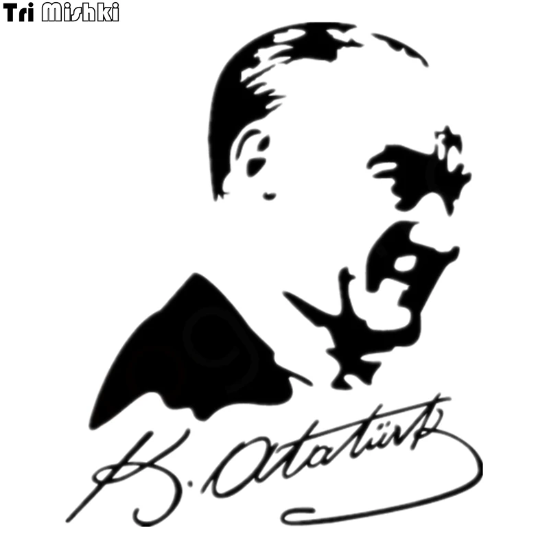 Tri Mishki HZX065# 18.1*15cm car sticker mustafa kemal ataturk and signature Vinyl Decals Motorcycle Accessories sticker