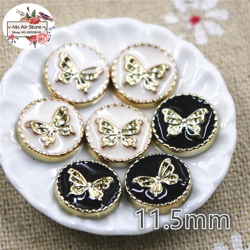 50pcs 11.5mm Round Butterfly/Bee FlatBback Buttons Home Garden Crafts Cabochon Scrapbooking accessori fai da te