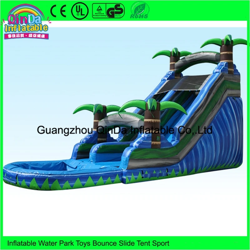 Commercial Outdoor Cheap Inflatable Blow Up Tropical Bouncy Water Slide With Pool Rental