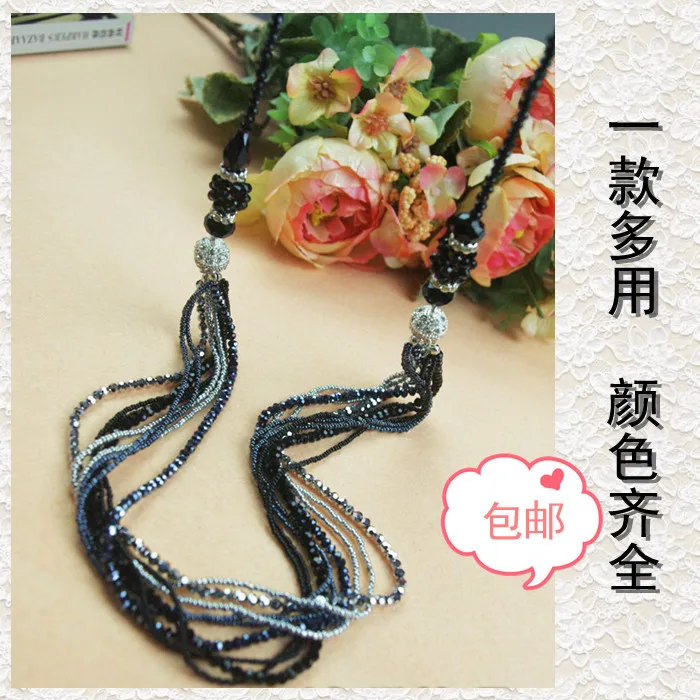 Crystal multifunctional necklace handmade all-match long design magnetic buckle necklace female accessories