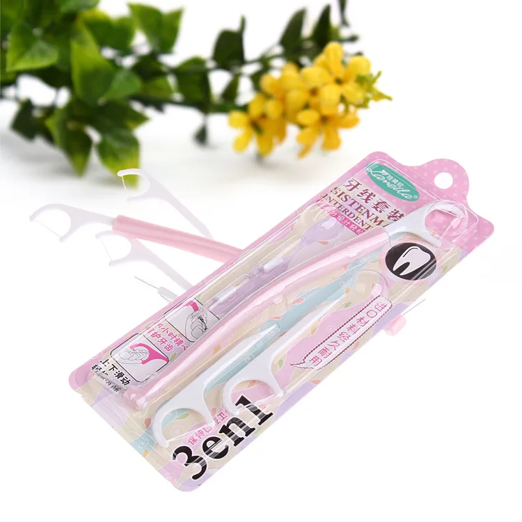 3 In 1  Plastic Dental Floss Interdental Flosser Picks Sticks Oral Care Tooth Clean Teeth Toothpicks teeth collection