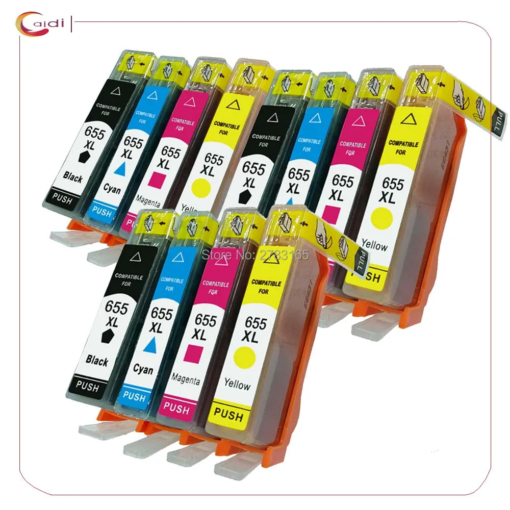 12Pack compatible printer ink cartridges for hp 655 ink cartridge for hp Deskjet Ink Advantage 3525 4615 4625 5525 6520 6525 ink