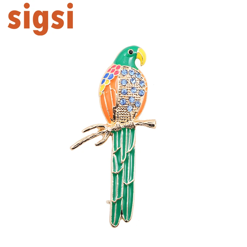 

100pcs/Fashion Jewelry Luxury Kawaii Animal Cute Parrot Birds Brooches for Women Multi Color Enamel Rhinestone Pin Brooch