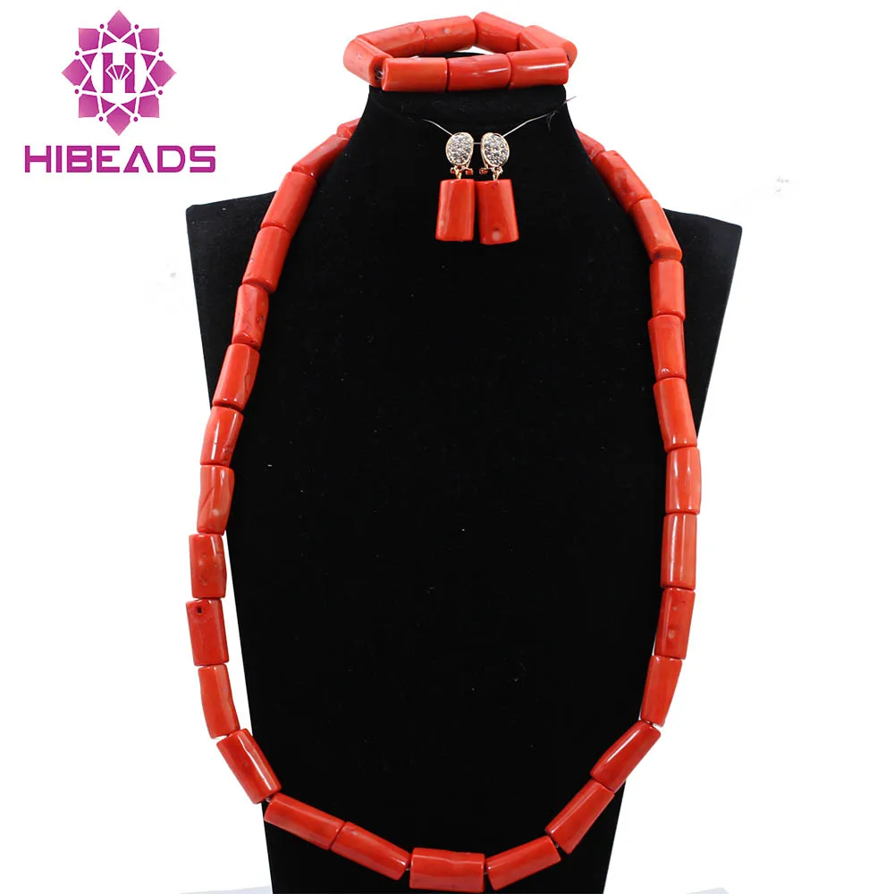 

Trendy African Big Coral Statement Necklace Set Nigerian Wedding Coral Beads Jewelry Set Women Jewelry Gift Free Shipping ABH322