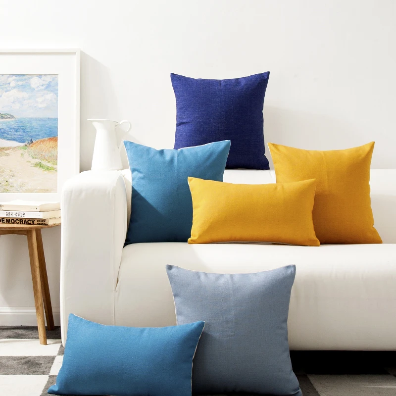 Pure Color Red Yellow Solid Pillow Cover Home Decorative Decor Blue Plain Pillow Case Office Sofa Pillowcase Cushion Cover