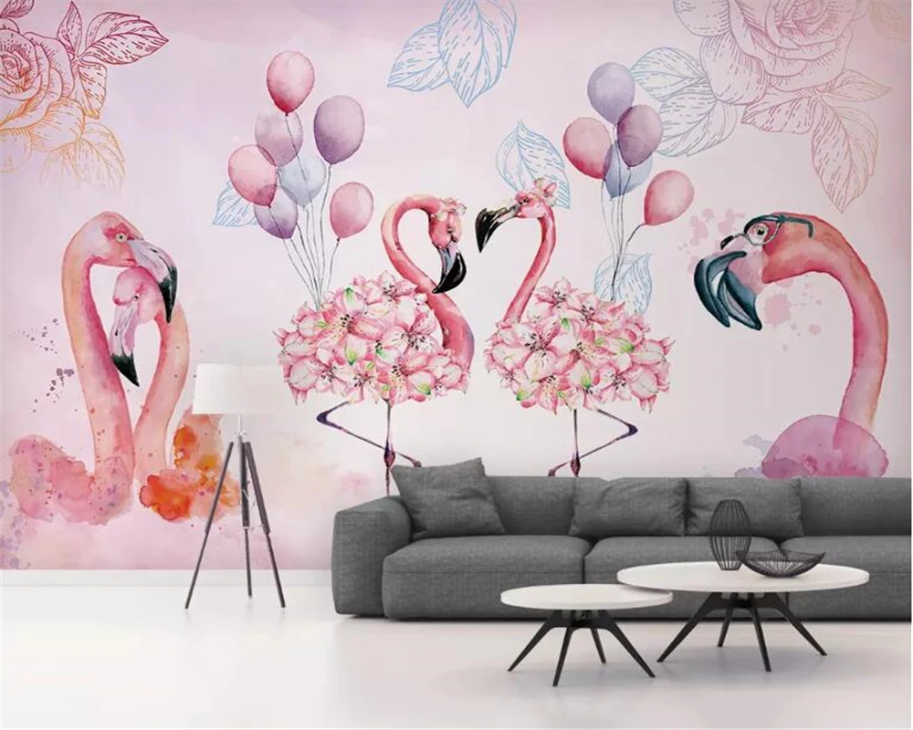 

Beibehang Custom children's room background wall decoration 3d mural wallpaper flamingo balloon papel de pared 3d wallpaper