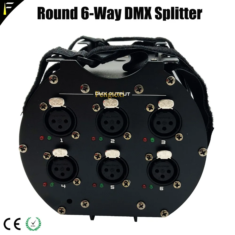 Round 6DXH Distributor Multiple Installation Methods 6 Way CHs 6DX DMX Distributor For Disco DJ Stage Light Equipment