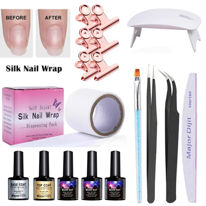 

Adhesive Silk Nail Protector Wrap Fiberglass Nail Polish Gel Tools White UV Gel Acrylic Nail Art Tool kit