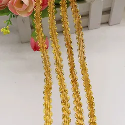 Bright Gold Silver Braided Lace Band Golden Cosplay Ribbons 25 Yards Costumes Appliqued Belt Sewing Apparel Trims 5MM-8MM Wide