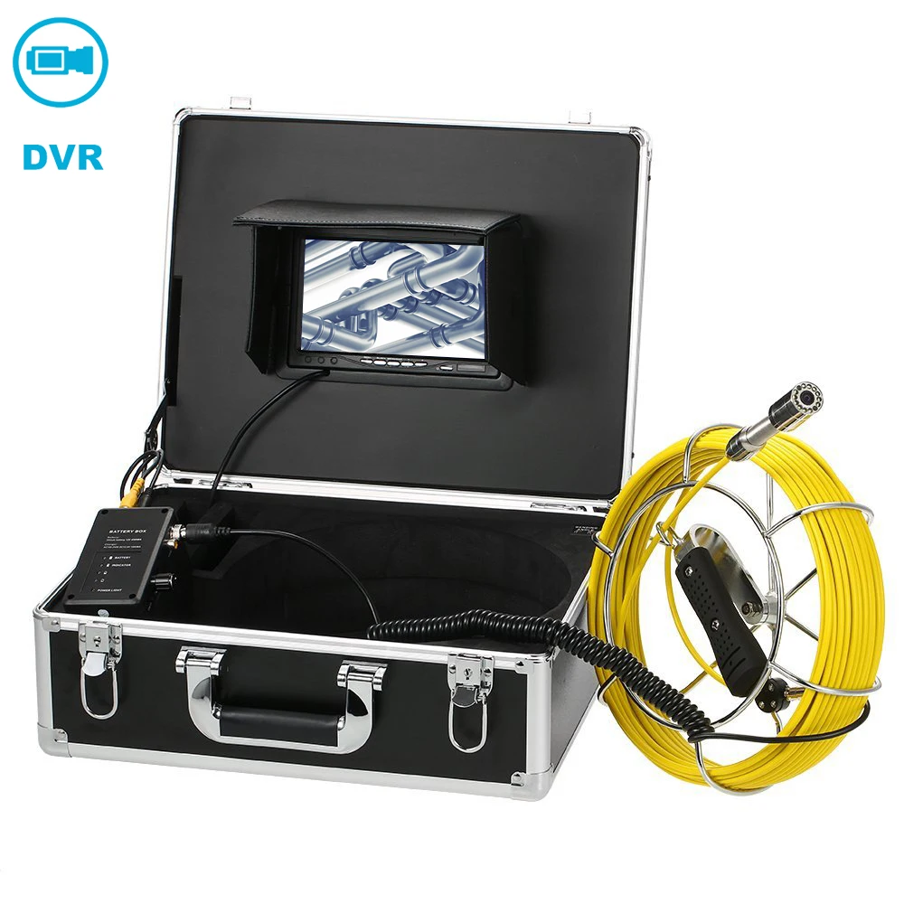 Handheld Industrial Endoscope Camera System 7' LCD 23MM 20M Fiberglass Cable Drain Inspection with DVR Function for Pipeline