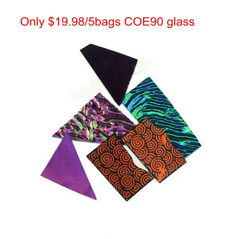 5bags 28g/bag Mix Color Shapes Fusing Glasses COE90 Dichroic Glass For Microwave Kiln Glass Fusing