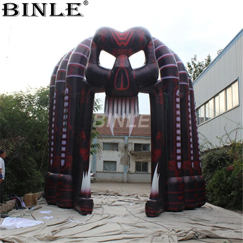 5x5m Large halloween party outdoor inflatable skull arch airblown skeleton archway for advertising decoration