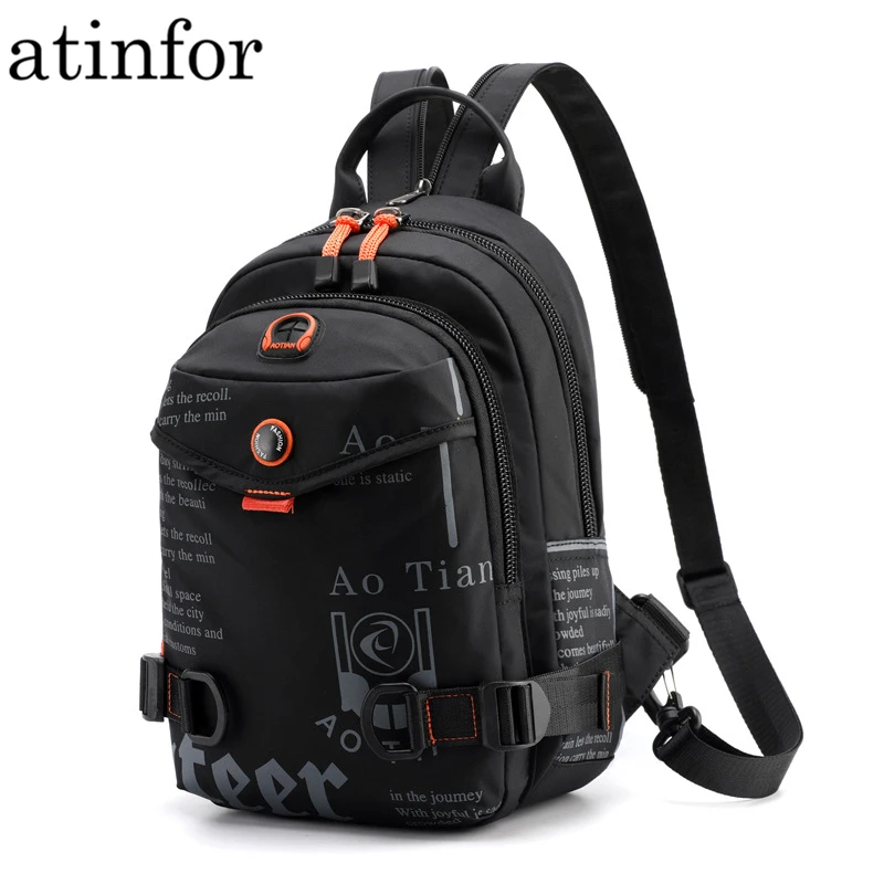 Street Brand Waterproof Headphone Cable Hole Small Backpack Men Shoulder Travel Bag