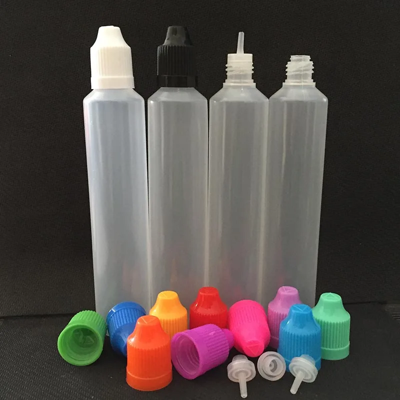 Empty 60ml PE Dropper Pen Style Refillable bottles E Juice Plastic E Liquid Dropper Bottle with Long Childproof caps