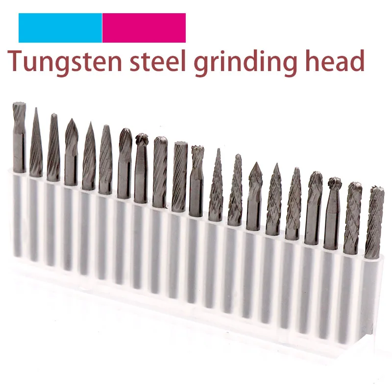 1/20pc frese a testa cilindrica in acciaio al carburo di tungsteno Set Mini punte da trapano frese diamantate materiale fresa per accessori Dremel