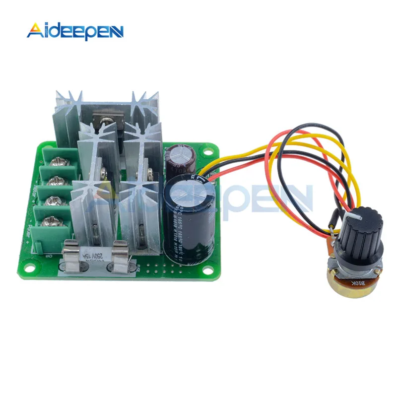 DC 6-90V 15A PWM Motor Speed Controller Switch 1000W 15KHz High Efficiency High Torque DC 12V 24V 36V 48V