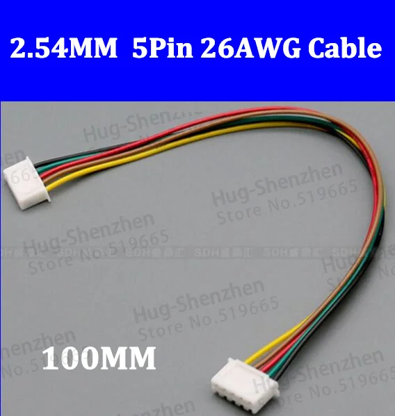 Free shipping 50pcs JST X2.54 5pin 100mm electronic cable  XH Double-head wire  with connector XH2.54 5pin