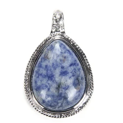New Silver Plated Big Size Water Drop Necklace Pendants Natural Amethysts Crystal Tiger eye Stone Teardrop Bead Pendant Jewelry