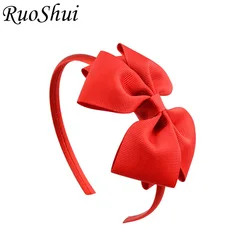 Girls Fashion 4 Inch Headband Ribbon 20 Colors Soild Bow Hairband Boutique Grosgrain Ribbon Bow Hairbands for Kids Headwear