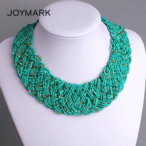 Pure Handmade Multi-strand Seed Bead Gothic Choker Bib Chunky Beaded Necklaces For Women SBN-001