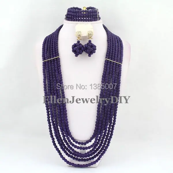 

African Jewelry Set Nigerian African Wedding Beads Jewelry Set Beads Necklace Set Free Shipping W6561