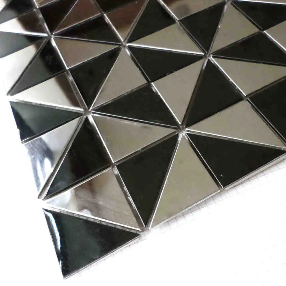 triangle stainless steel metal mosaic tiles silver mixed black color for kitchen backsplash living room wall mosaic tile